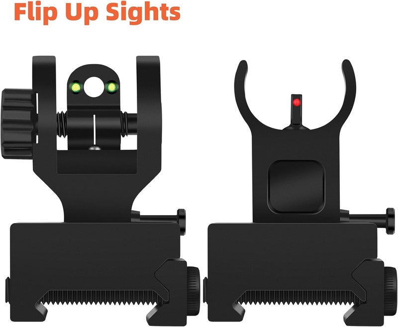 DSJJ Fiber Optic Iron Sights, Flip Up Front and Rear Backup Sights,fits Picatinny & Weaver Rails Mount Flip Up Sights - Image 2